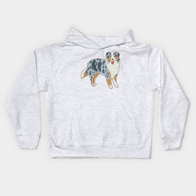 australian shepherd art Kids Hoodie by Mayarart